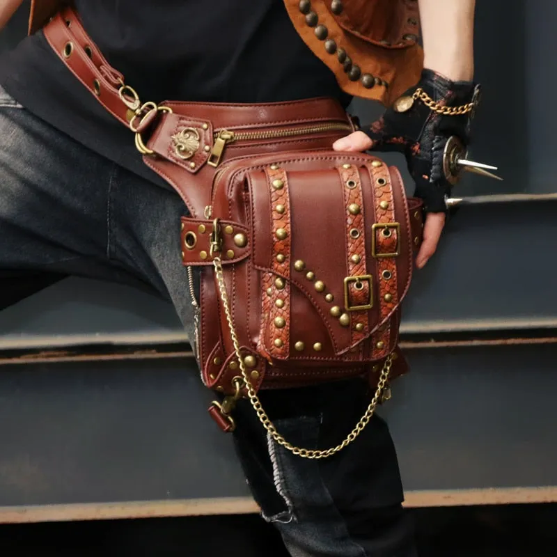 Steampunk Waist Pack Bag Retro Rock Gothic Leather Leg Bag