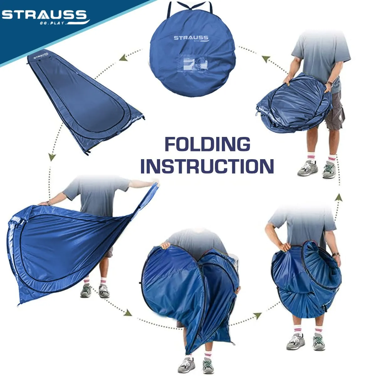 STRAUSS Portable Pop Up Cloth Changing Tent Or Toilet Tent | for Camping, Beach Shower, Clothes Changing, Dressing Room for Travelling Outdoor | Privacy Tent with Carry Bag | 1 Person,(Blue)