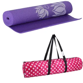 Strauss Yoga Mat 6MM,(Floral Blue) and Yoga Mat Bag,Floral (Full Zip)