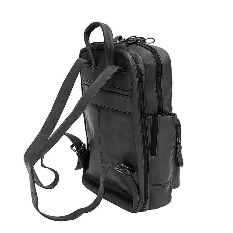 STRIPE SOFT LEATHER LAPTOP BACKPACK