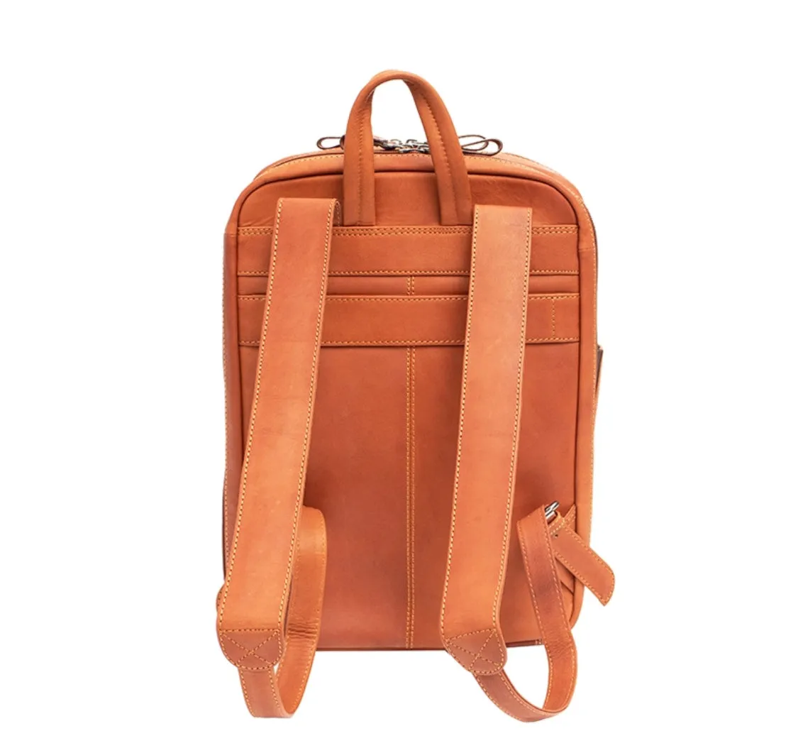 STRIPE SOFT LEATHER LAPTOP BACKPACK