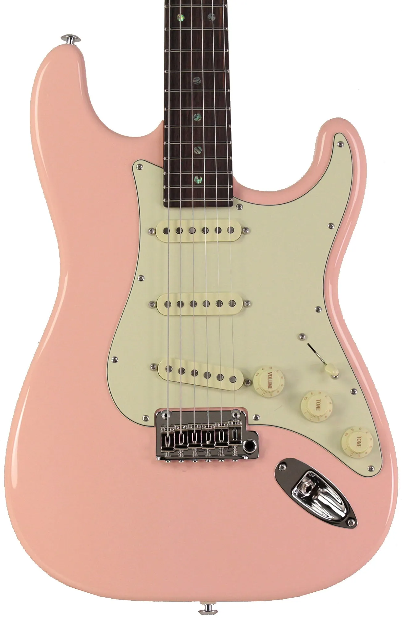 Suhr Select Classic S Guitar, Roasted Flamed Neck, Shell Pink, Rosewood