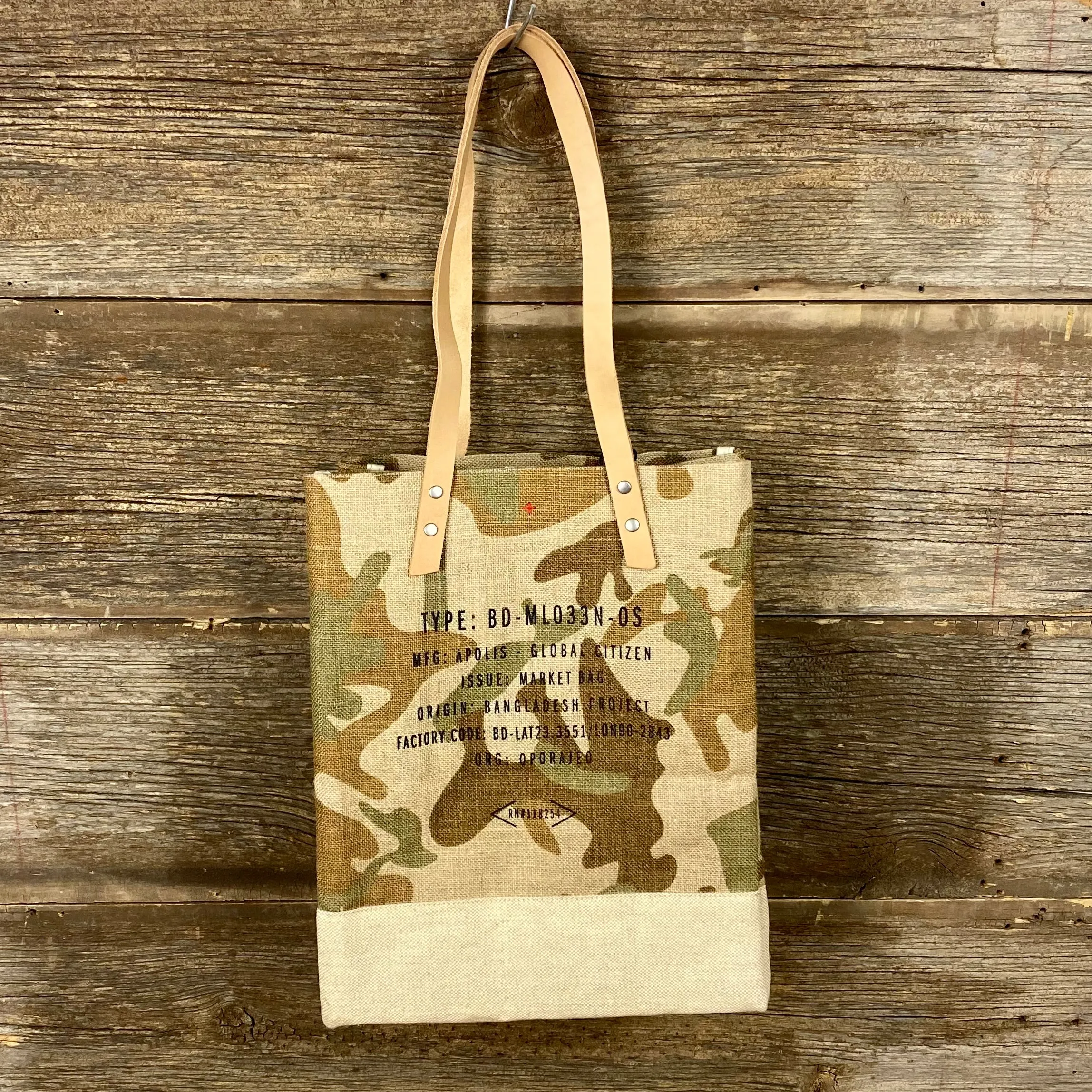 Surf Wyoming® x Apolis Leather Handle Market Tote - Camo