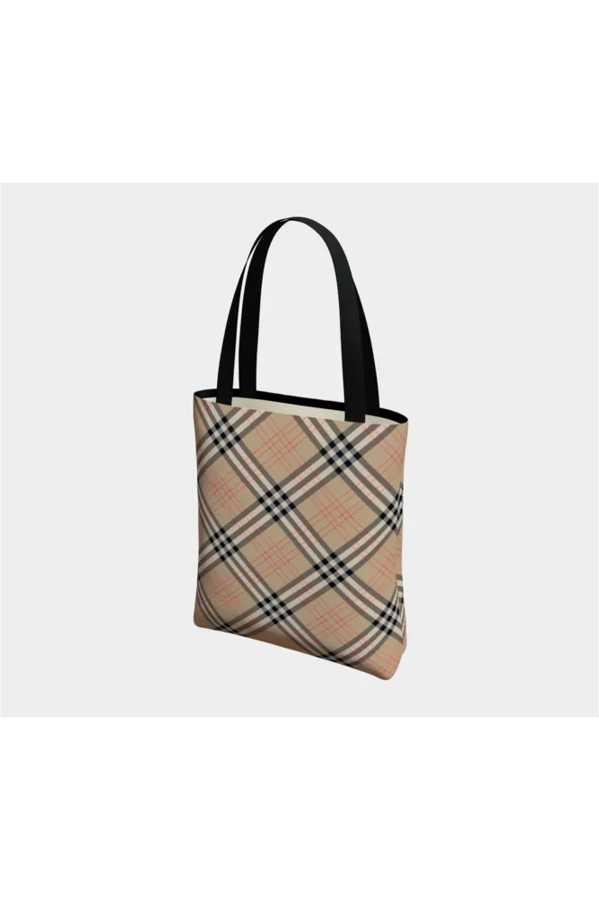 Tan Tartan Tote Bag