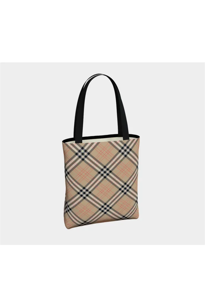 Tan Tartan Tote Bag