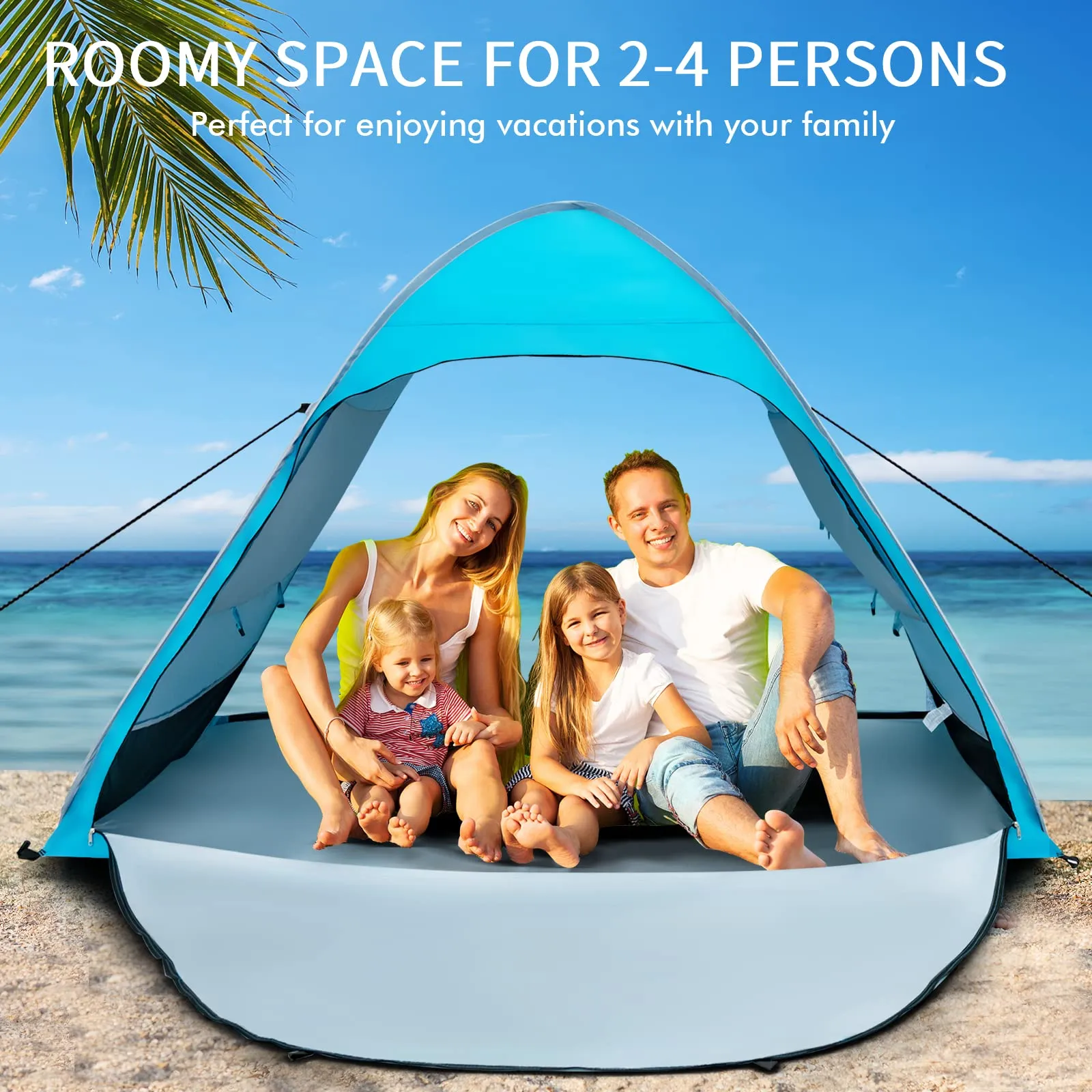 Tangkula 2-4 Person Pop up Beach Tent, UPF50  Beach Sun Shade with Carrying Bag