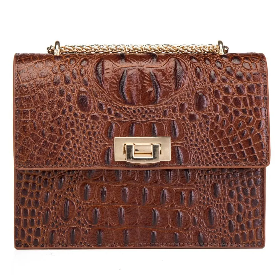 Tauren Croc Embossed Leather Crossbody Bag