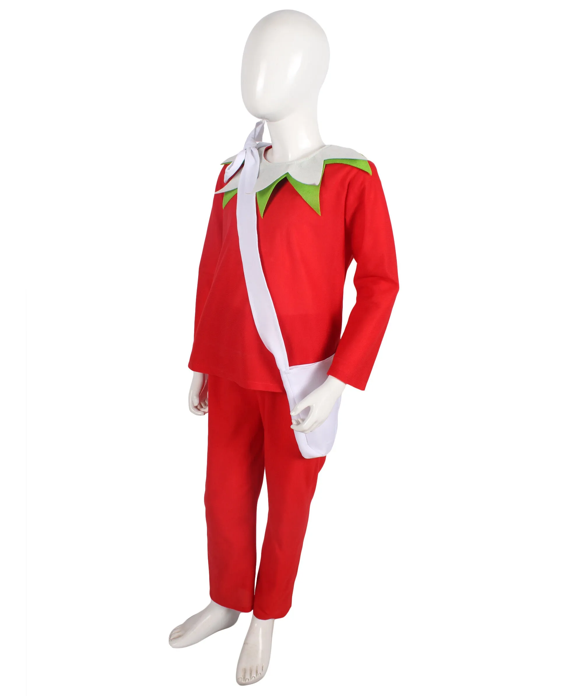 Teens Christmas Costume for Santa's Sidekick Red Costume with Bag| Perfect for Halloween & Christmas Events| Flame-retardant Synthetic Fabric