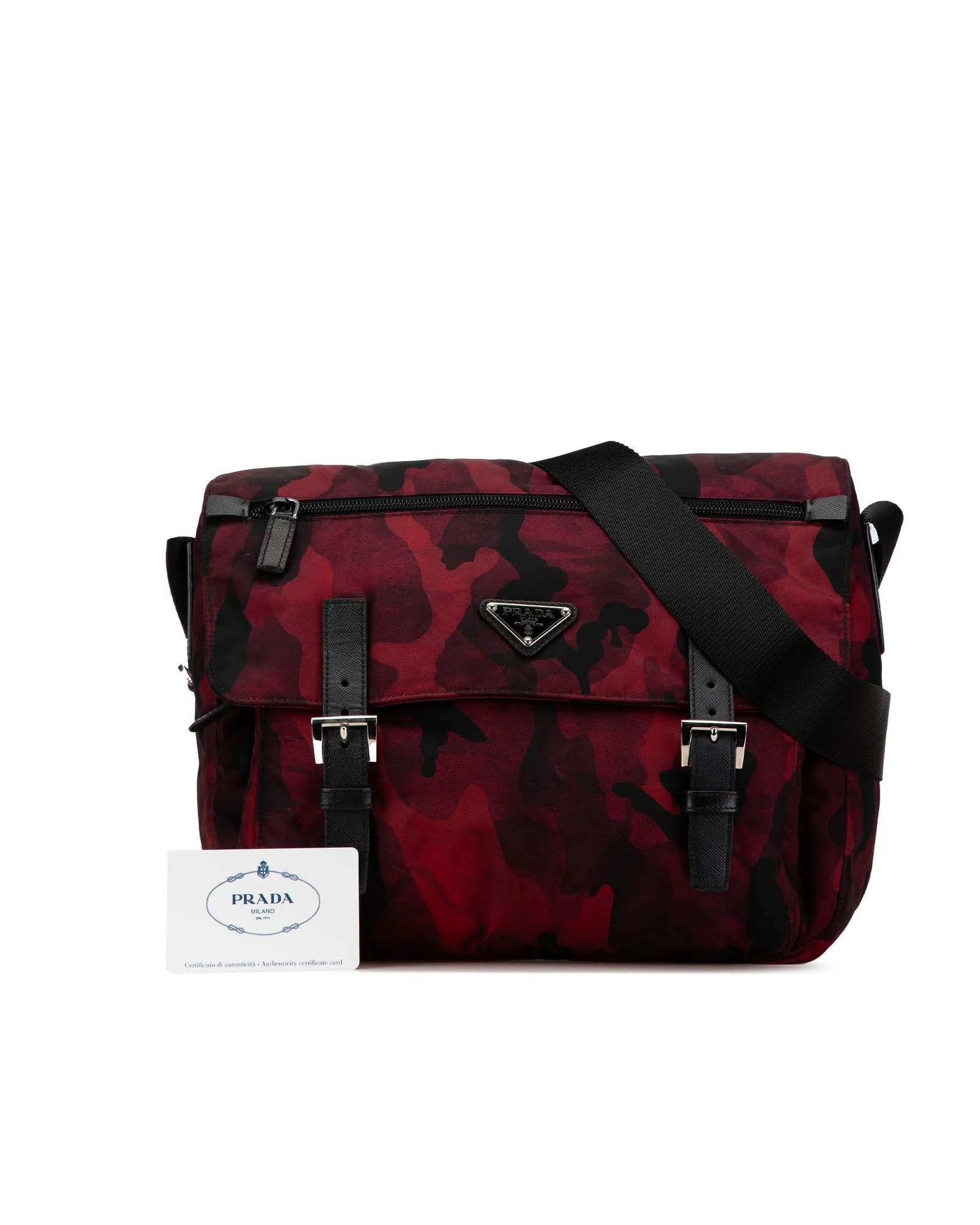 Tessuto Camouflage Zip Double Buckle Messenger Bag with Multiple Pockets