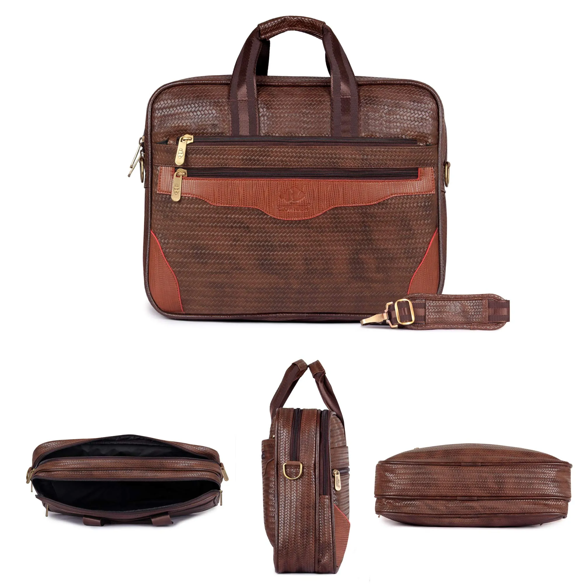 The Clownfish Mat Series 15.6 inch Laptop Briefcase (Chestnut Brown)