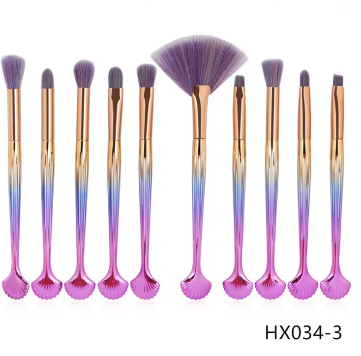 The Shell Makeup Brush Set - Purple bristles