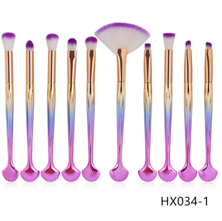 The Shell Makeup Brush Set - Purple bristles