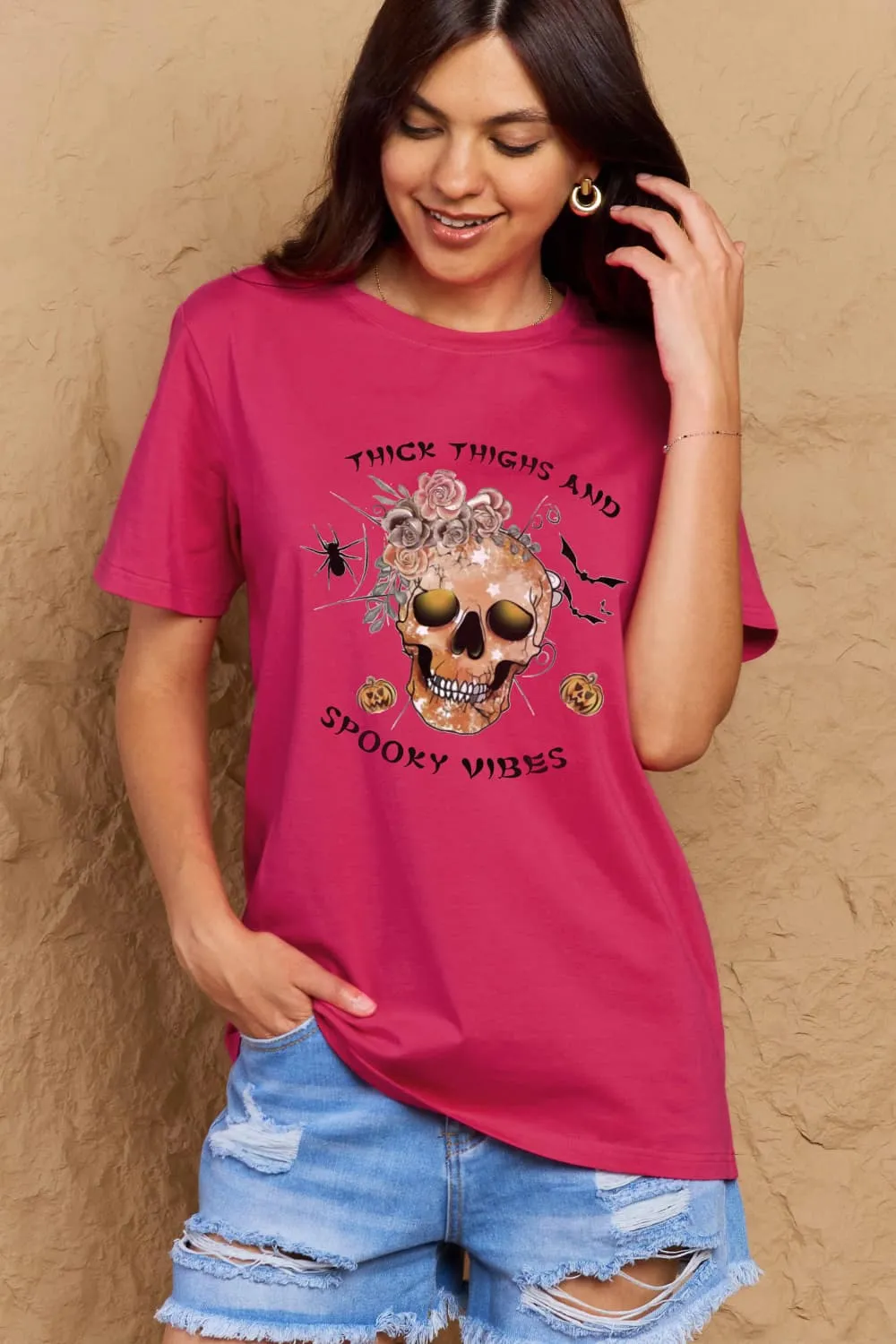 THICK THIGHS AND SPOOKY VIBES Graphic Cotton T-Shirt