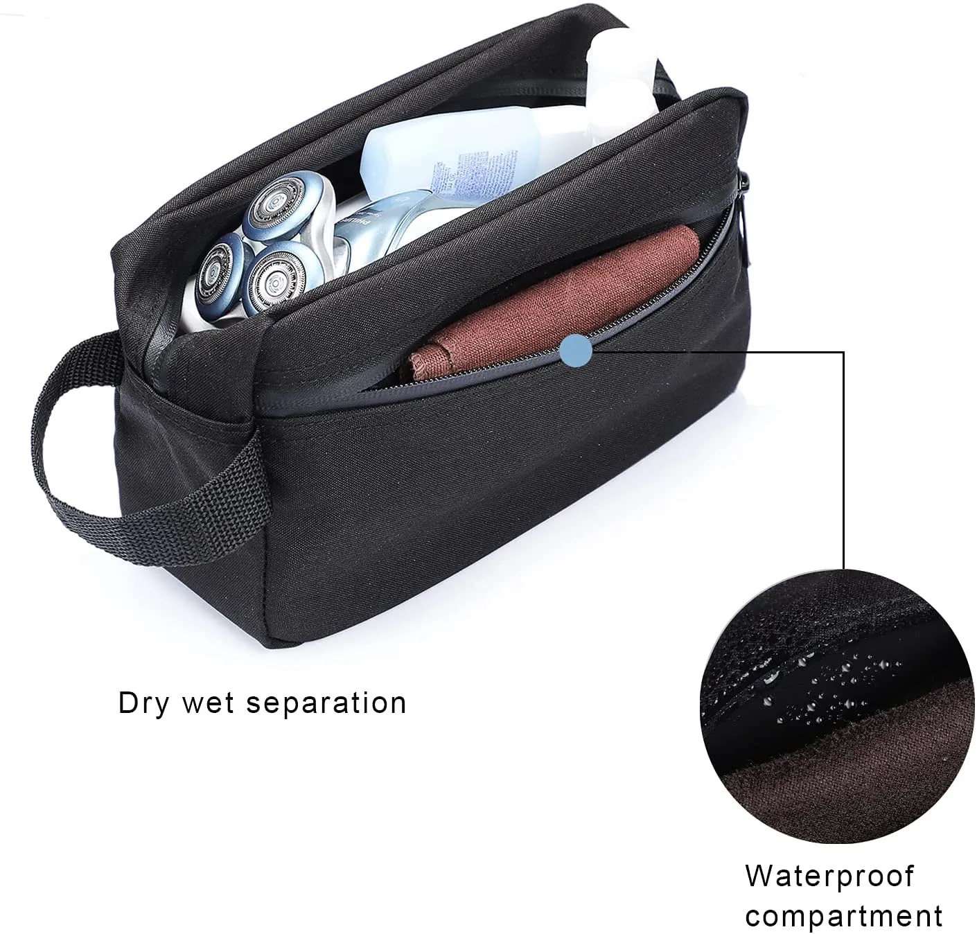 Toiletry Bag for Men, Portable Travel Toiletry Organizer Bag,Shaving Bag for Toiletries Accessories (Black)