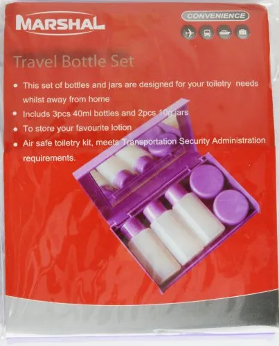 Travel Bottle Set for Toiletry Kit By Marshal