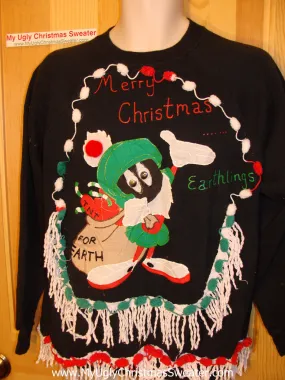 Ugly Christmas Tacky Sweatshirt Alian Geeky with Fringe (q12)