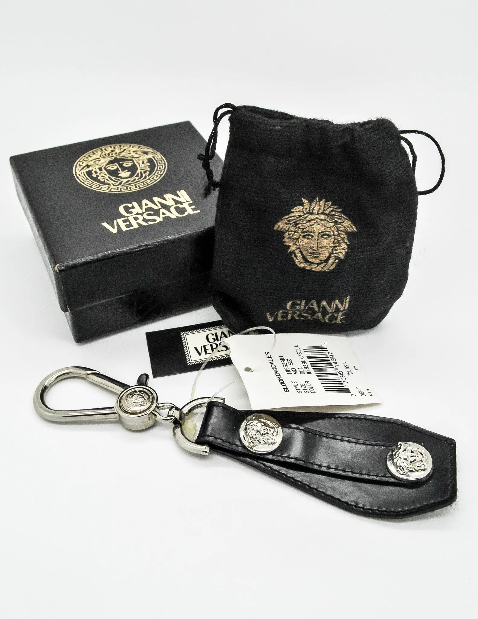 Versace Vintage Black and Silver Medusa Keyring