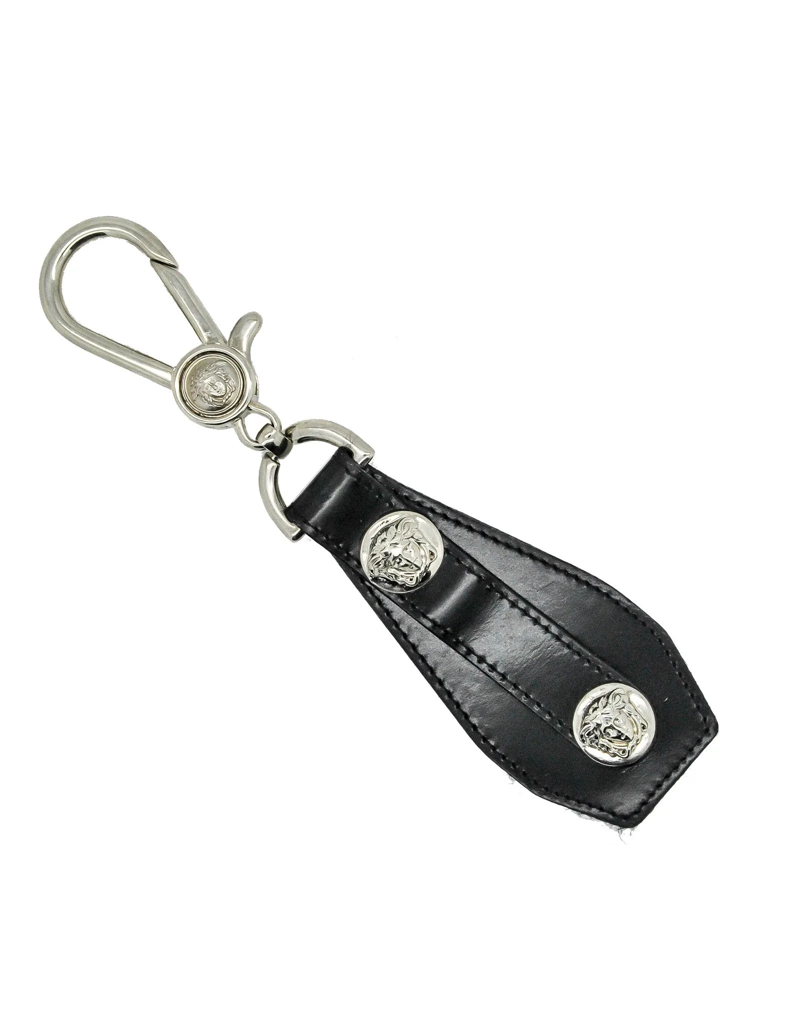 Versace Vintage Black and Silver Medusa Keyring