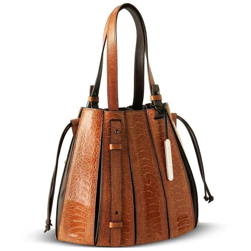 Via Veneta Provoque Fern Ostrich Leg Handbag | Brown