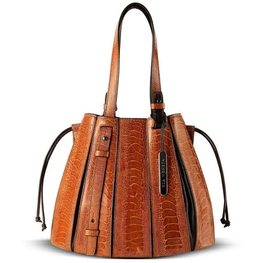 Via Veneta Provoque Fern Ostrich Leg Handbag | Brown