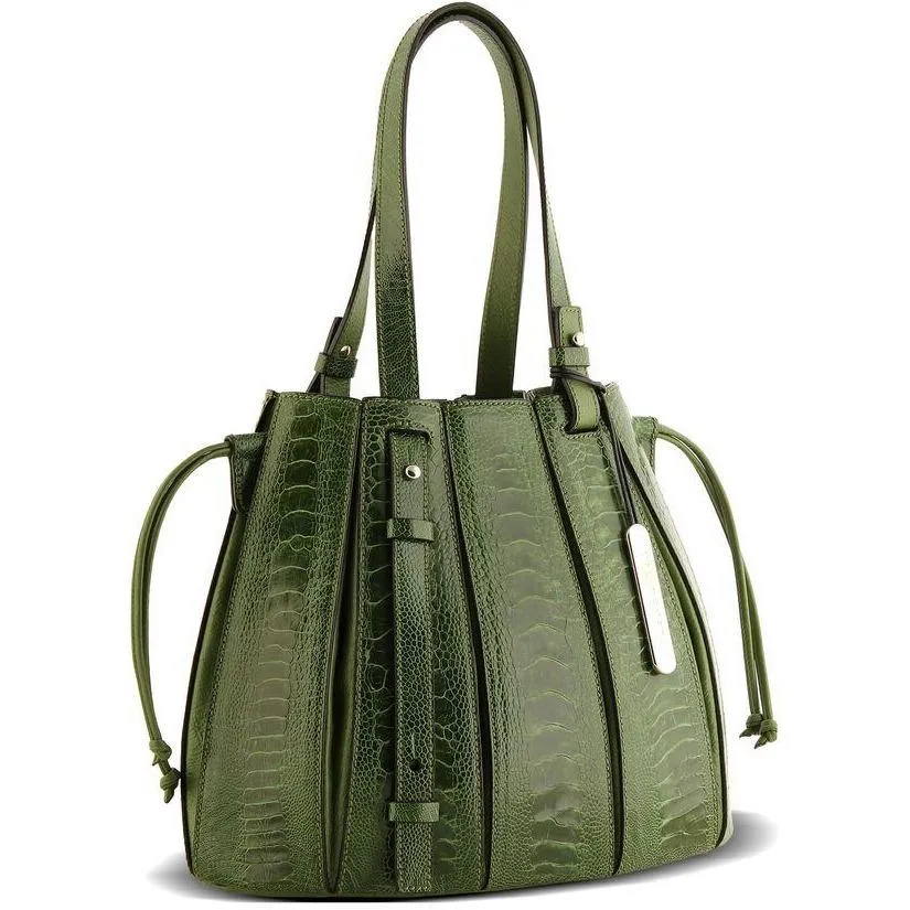 Via Veneta Provoque Fern Ostrich Leg Handbag | Green