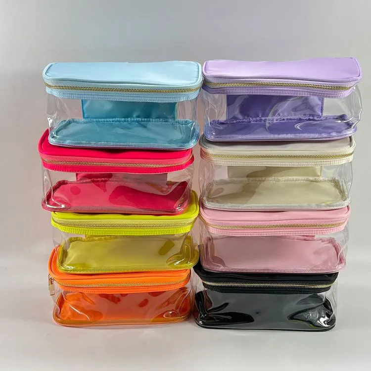 Waterproof Clear PVC Zipper Toiletry/ Cosmetic Bag - Assorted Colors