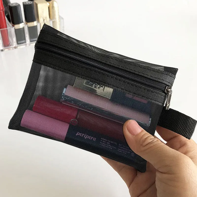 Wenkouban  Mini Mesh Cosmetic Bag Women Portable Lipstick Bag Makeup Bag One Set Makeup Pouch Toiletry Bag Necessarie Feminina Kosmetyczka