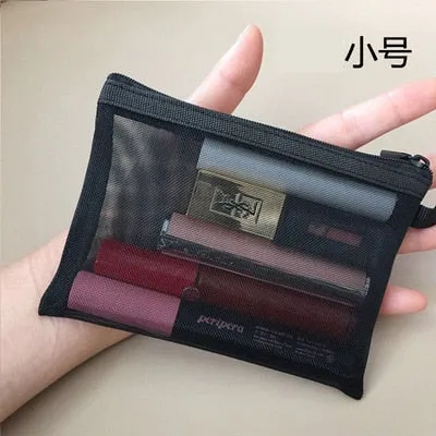 Wenkouban  Mini Mesh Cosmetic Bag Women Portable Lipstick Bag Makeup Bag One Set Makeup Pouch Toiletry Bag Necessarie Feminina Kosmetyczka