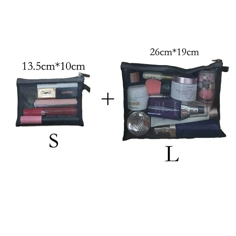 Wenkouban  Mini Mesh Cosmetic Bag Women Portable Lipstick Bag Makeup Bag One Set Makeup Pouch Toiletry Bag Necessarie Feminina Kosmetyczka