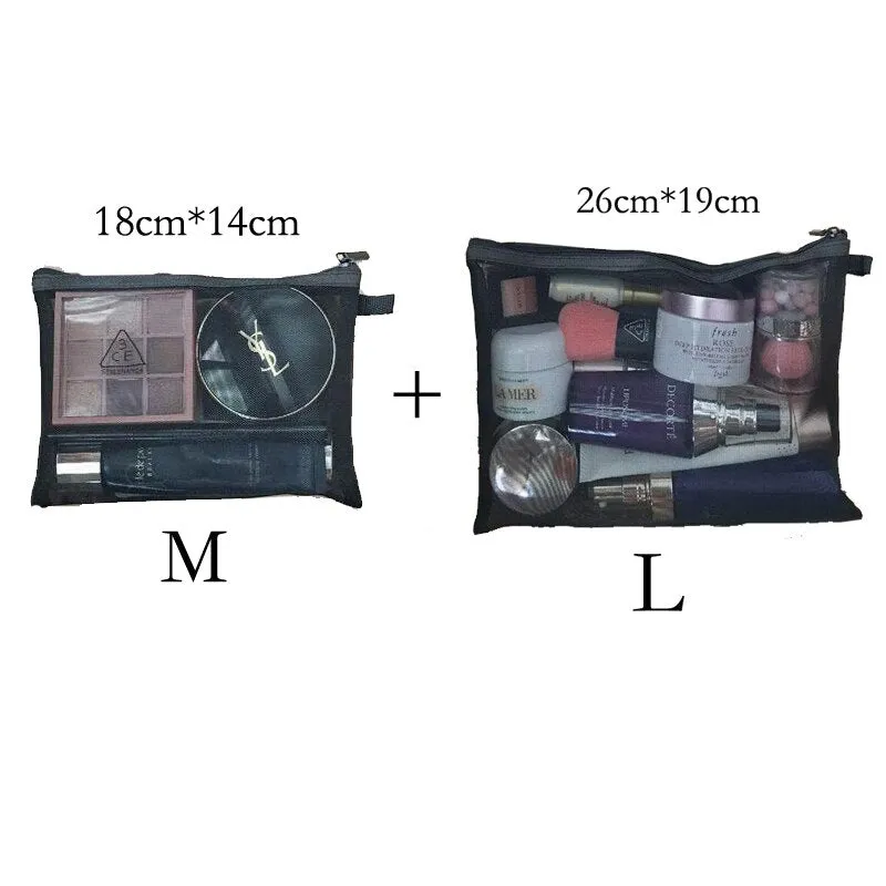 Wenkouban  Mini Mesh Cosmetic Bag Women Portable Lipstick Bag Makeup Bag One Set Makeup Pouch Toiletry Bag Necessarie Feminina Kosmetyczka