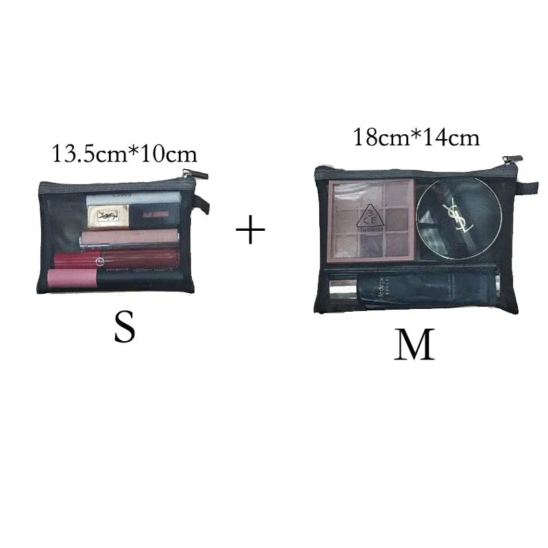 Wenkouban  Mini Mesh Cosmetic Bag Women Portable Lipstick Bag Makeup Bag One Set Makeup Pouch Toiletry Bag Necessarie Feminina Kosmetyczka