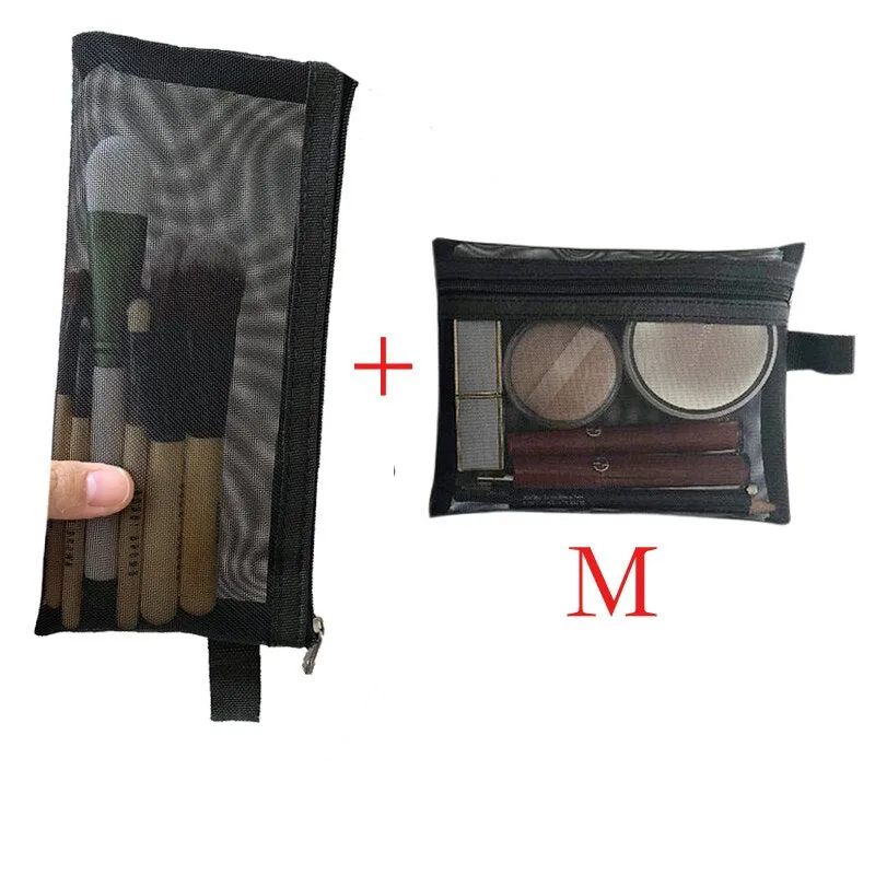 Wenkouban  Mini Mesh Cosmetic Bag Women Portable Lipstick Bag Makeup Bag One Set Makeup Pouch Toiletry Bag Necessarie Feminina Kosmetyczka