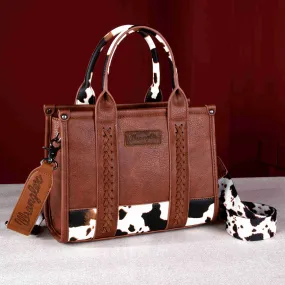 WG102-8120S  Wrangler Cow Print Concealed Carry Tote/Crossbody - Brown