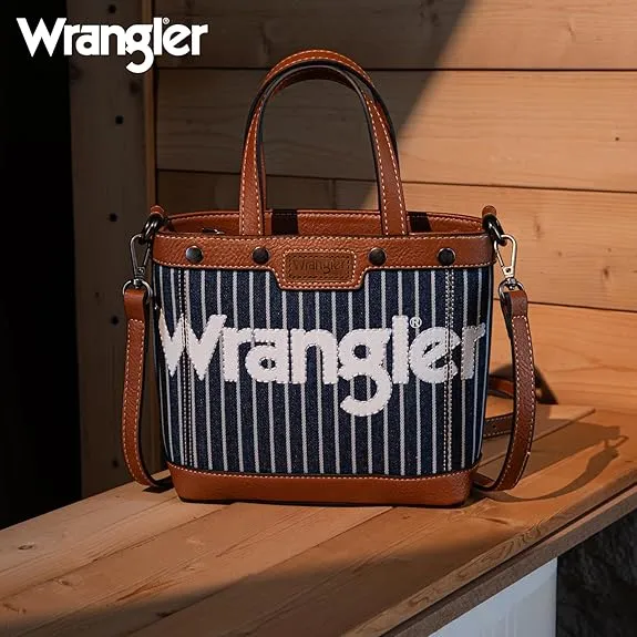 WG142-2005  Wrangler Canvas Mini Top Handle Tote//Crossbody - Navy