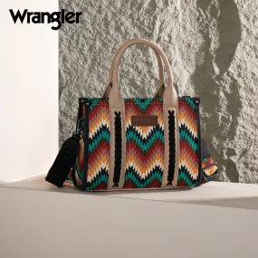 WG2211-8120S  Wrangler Southwestern Pattern Dual Sided Print -Tote/Crossbody - BLACK