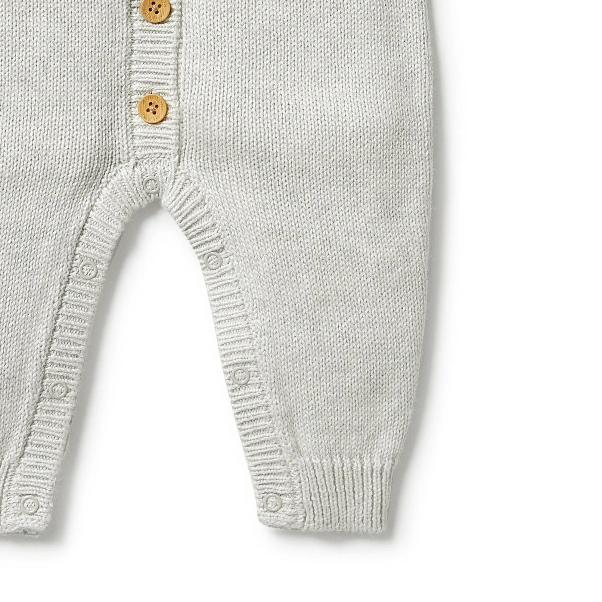 WILSON & FRENCHY KNIT BUTTON GROWSUIT GREY MELANGE