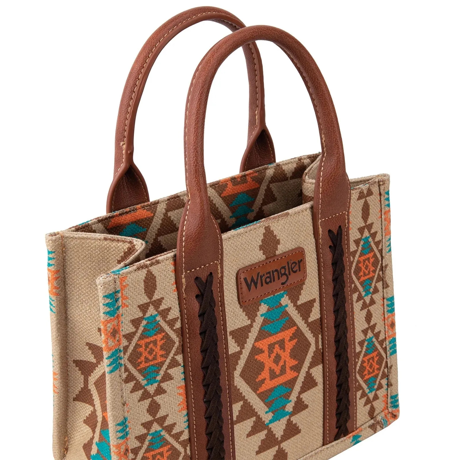 Wrangler Women's Southwestern Dual Sided Print Tan Crossbody/Canvas Tote WG2203-8120STN