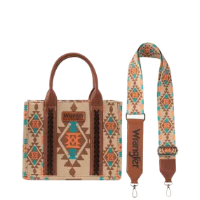 Wrangler Women's Southwestern Dual Sided Print Tan Crossbody/Canvas Tote WG2203-8120STN