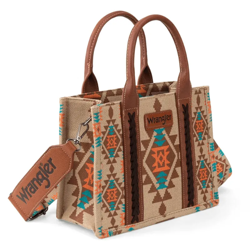 Wrangler Women's Southwestern Dual Sided Print Tan Crossbody/Canvas Tote WG2203-8120STN