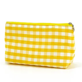 Yellow Simple Plaid Cosmetic Bag