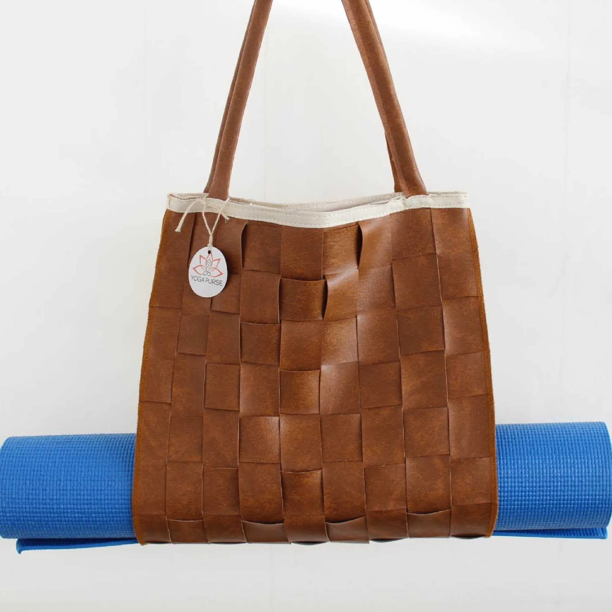 Yoga Purse Vegan Leather Woven Design - Various Color